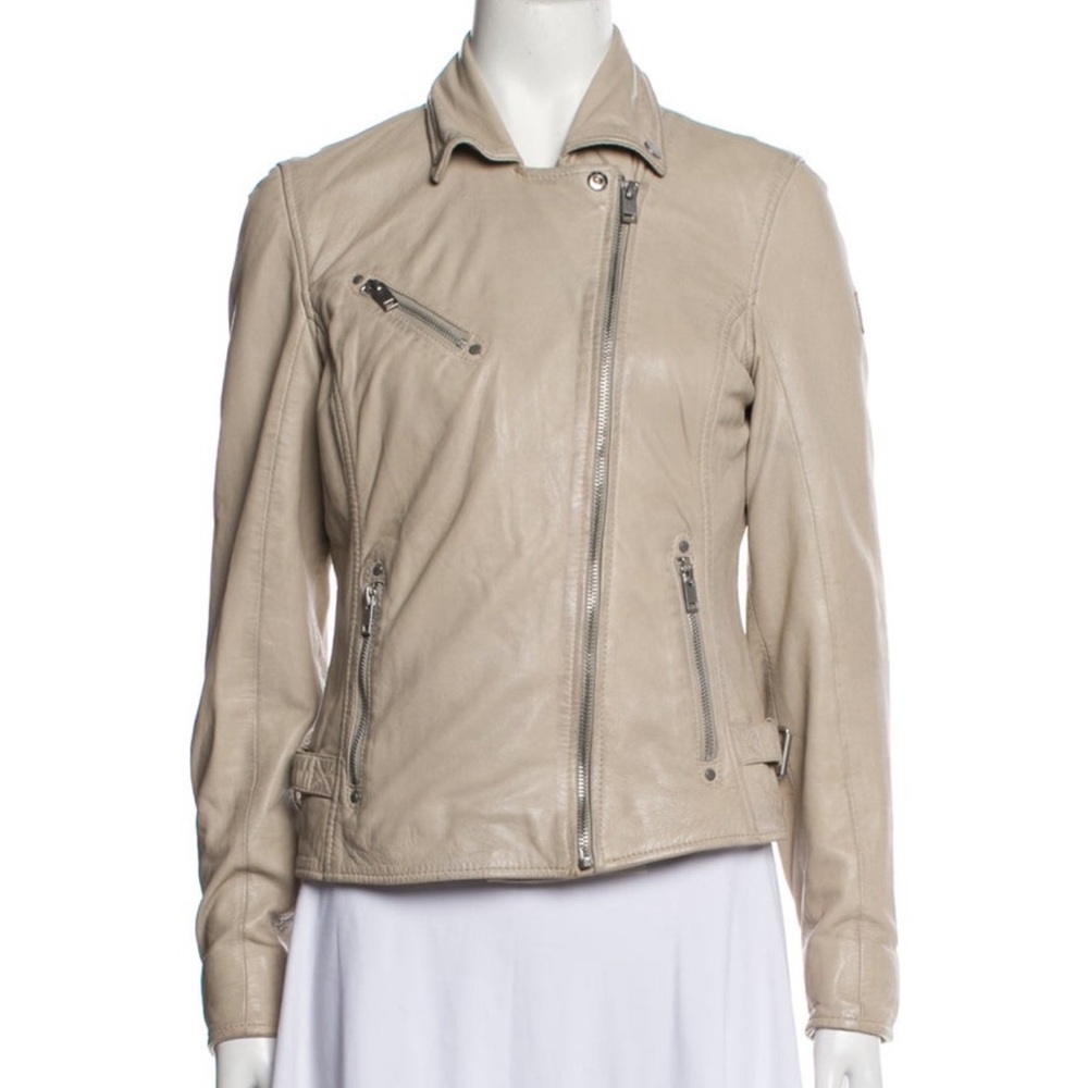 Chic Women's Cream Leather Jacket